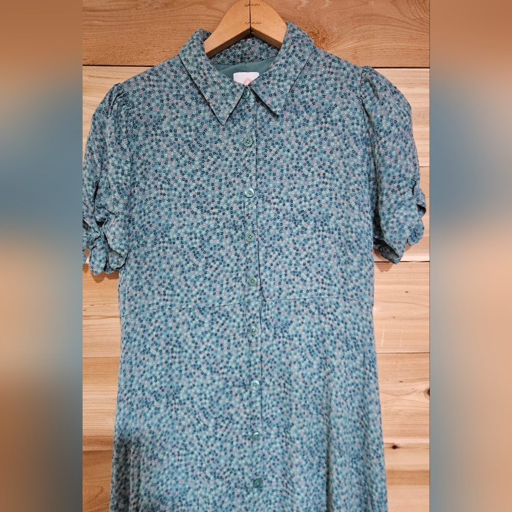 The nines by Hatch Large  Blue Floral Collared Dress